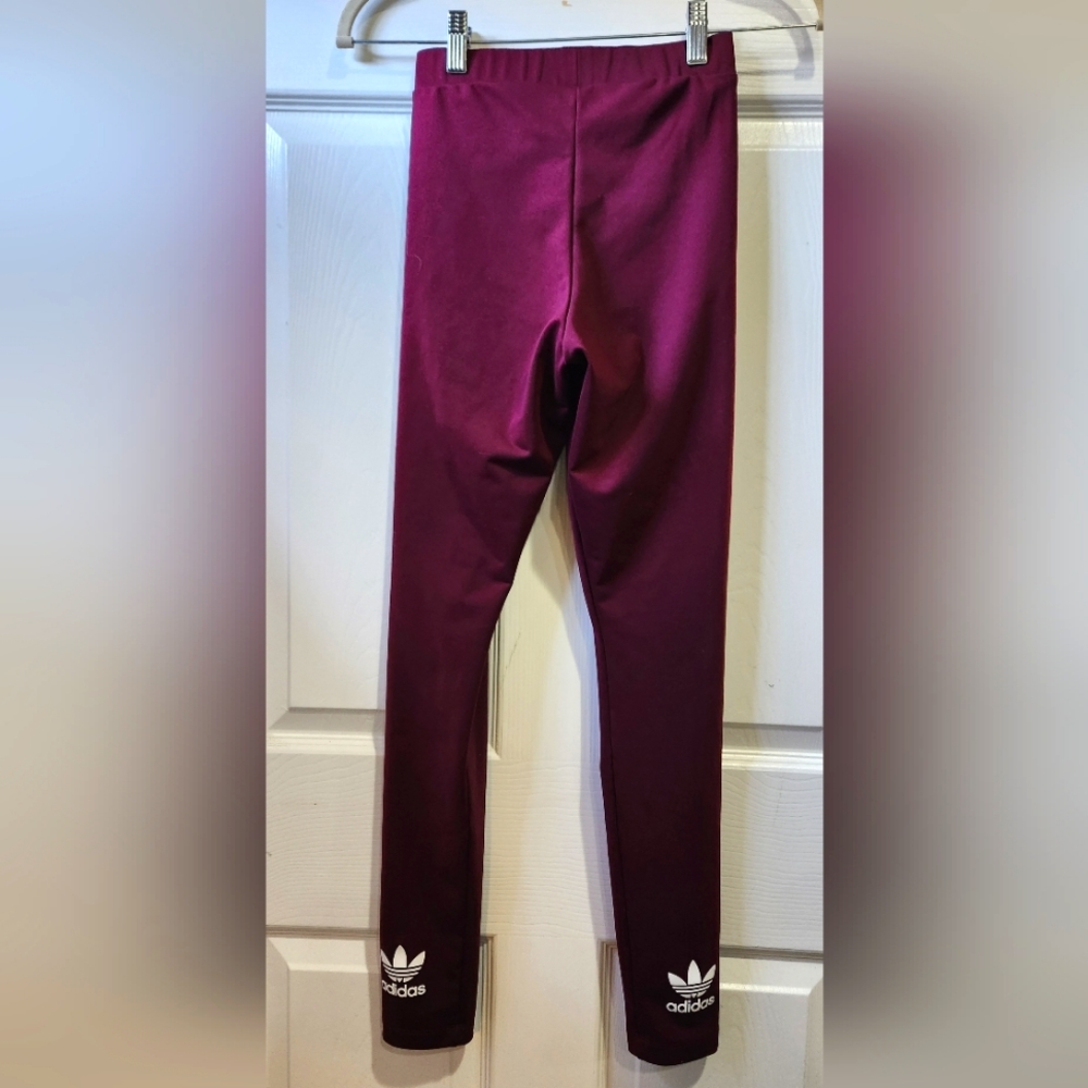Adidas maroon full length leggings women's size XS